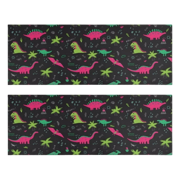 Kitchen Rugs Sets Of 2,Colorful Dinosaurs Plants Pattern Anti Fatigue Kitchen Mat Rugs Non Slip Washable,Decorative Kitchen Floor Mats for Kitchen,Sink,Laundry,17"X47"
