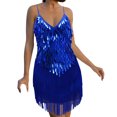 thumbnail image 2 of DailyTrove Women's Sleeveless Sequin Fringe Dress, V-Neck, Party & Night Out Wear, Sparkly Fit, 2 of 6