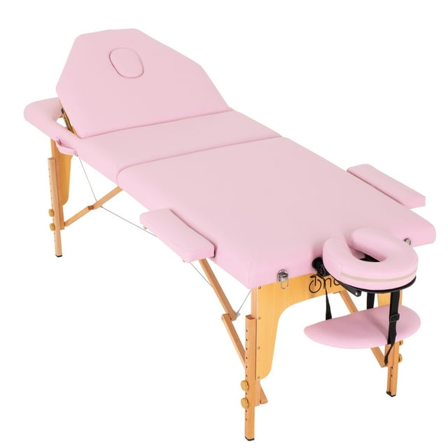 Cama De Masaje Ajustable Onof MB-001 Cuadrada C/ Maletín Portátil Color Rosa Claro