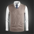 thumbnail image 7 of ZCFZJW Men's Sweater Vest V Neck Pullover Sweater Sleeveless Knit Casual Big and Tall Solid Color Basic Slim Fit Vest Khaki XL, 7 of 7