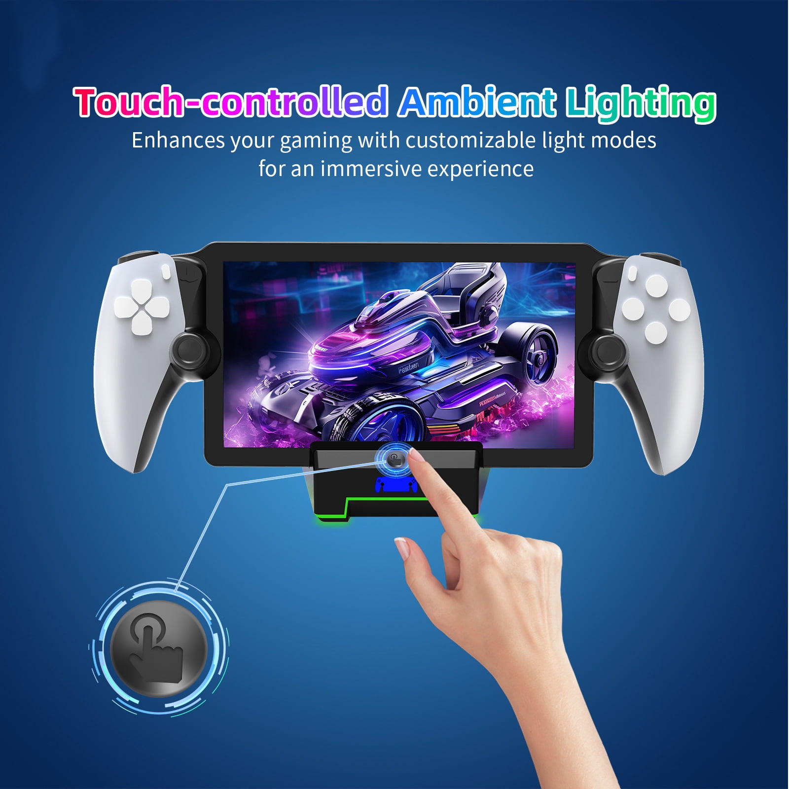 Charging Dock for Playstation Portal Remote Player, with 5 RGB Light Modes and Type-C Cable,PS5 Portable Accessories