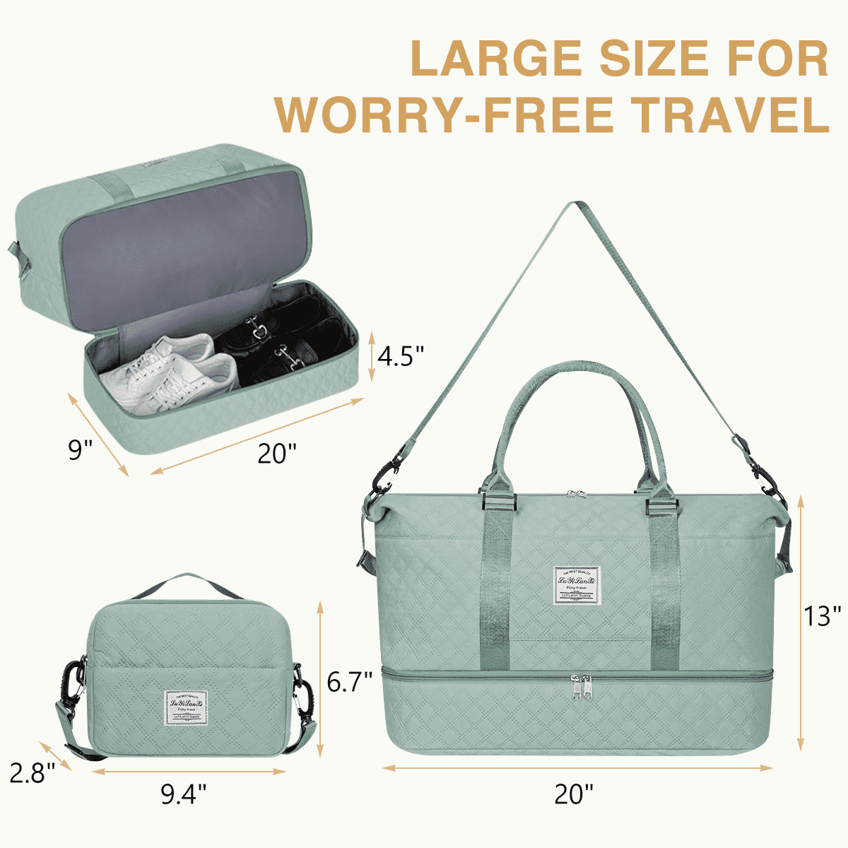 Weekender Bags for Women, Travel Duffel Bags with Shoe Compartment, Personal Item Travel Bag Weekender Overnight Bag Set Hospital Bags with Wet Pocket and Toiletry Bag for Labor and Delivery - Blue