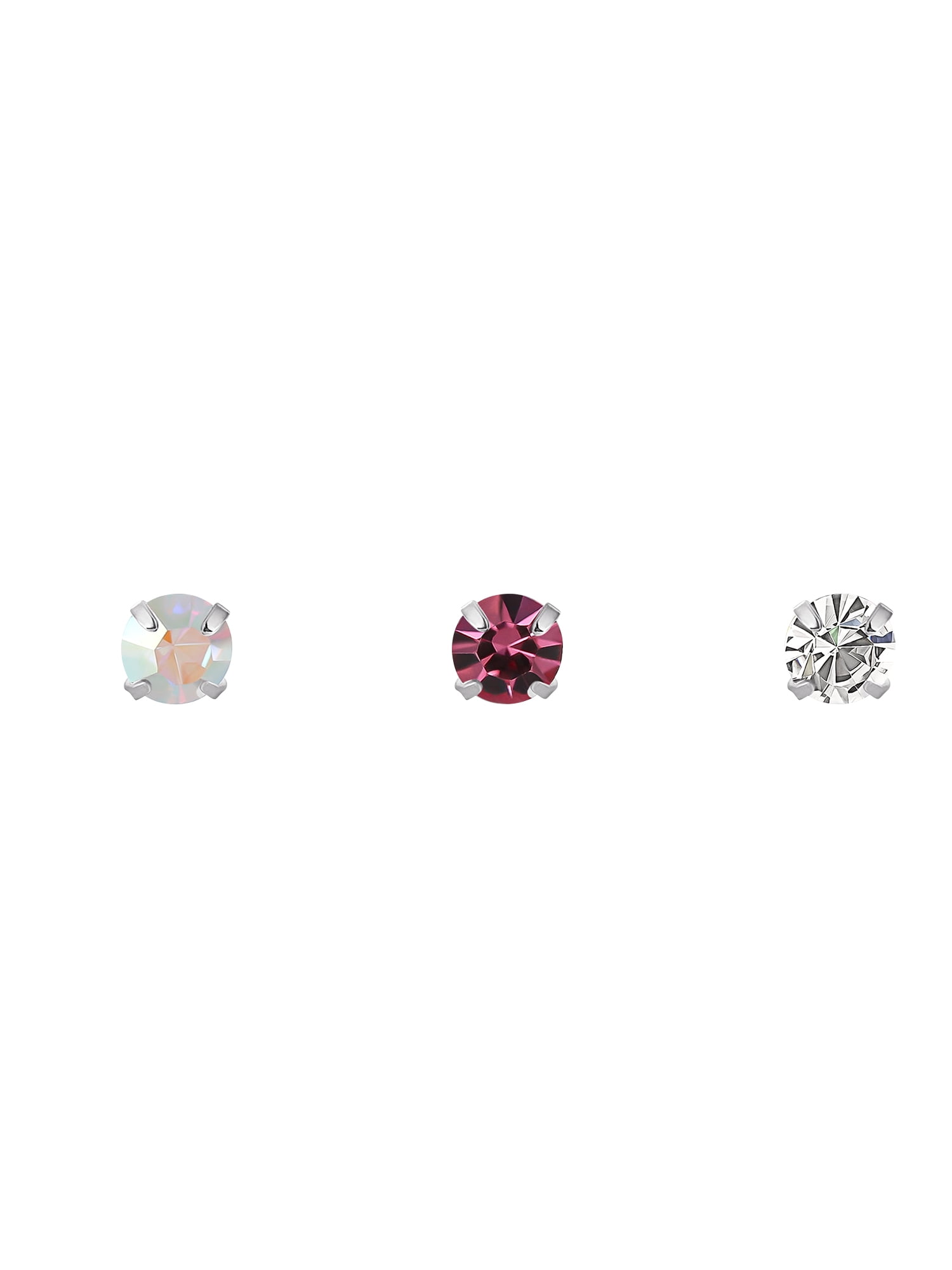 Women's Internally Threaded Prong Set Crystal Monroe Body Jewelry in Stainless Steel