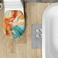 thumbnail image 4 of SEANATIVE Marble Stripes Toilet Seat Cover Orange Elongated Toilet Lid Covers Fall Toilet Seat Lid Cover Bathroom Dust Cover Holiday Accessories Home Decorations, 4 of 6