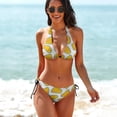 thumbnail image 4 of Cheese Pattern On White Background Women's Bikini V Neck Swimsuit Set 2 Piece Over Size Bathing Suit Side Triangle Bathing Suit, 4 of 9