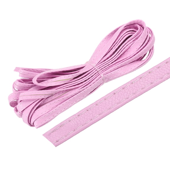 Uxcell Pink Leather Strap Leather Strip Shoulder Bag Leather String Double Sided 1/4 Inch (6mm) Wide 5M Flat Belt Cord for Clothing Belt