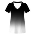 thumbnail image 3 of Xfvqtps V-Neck Gradient Scrubs Tops for Women Stretch Wrinkle-Resist Medical Nursing Uniform with 2 Pockets Comfortable Lightweight Working Uniform Short Sleeve Solid Color Blouse Black, 3 of 4
