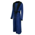 thumbnail image 3 of Frontwalk Mens Bath Robes Long Sleeve Wrap Robe Hooded Dressing Gown Winter Stitching Towelling Solid Color Nightwear Blue Black 3XL, 3 of 3