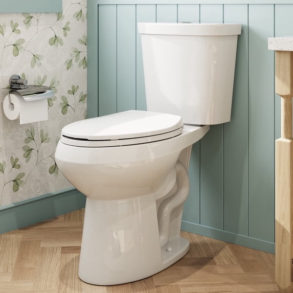 HOROW Elongated Two Piece Tall Toilet with Dual Flush Button, 19" ADA Compliant for Seniors, Disabled & Tall Persons