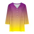 thumbnail image 3 of hxobax 3/4 Length Sleeve Button Shirts for Womens Plus Size Tunic Tops Gradient Casual Loose Blouses, 3 of 4