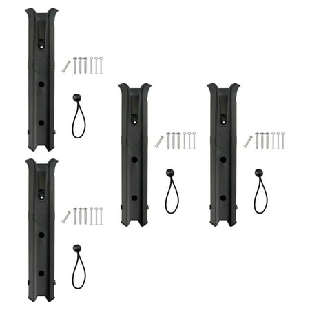 harayaa 4Pcs Fishing Rod Holders Space Saving Tube Rod with Screws Fishing Rod Racks Black