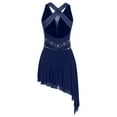 thumbnail image 4 of Alvivi Women Halter Neck Lyrical Ballet Dance Dress Modern Contemporary Figure Skating Costume Navy Blue S, 4 of 7