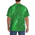thumbnail image 3 of Balery Shiny round green sequins Pattern Men's Casual Button Down Shirt Short Sleeve Textured Summer Cuban Beach Shirts-, 3 of 5