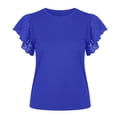 thumbnail image 4 of NinXxx Women's Fashion Short Sleeve Hollow Out Ruffle Detail Tee Blue XL, 4 of 4