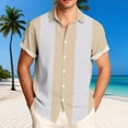 thumbnail image 2 of ZRGHAOYLQ Mens Retro Bowling Striped Shirts Big and Tall Button Up Shirt Short Sleeve Cuban Collar Casual Tops Lightweight Summer Shirt for Beach Vacation Daily Wear, 2 of 7