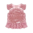 thumbnail image 3 of Jowowha Kids Girls Sparkly Sequins Ruffle Flutter Sleeve Peplum Top Shirt Mermaid Theme Birthday Pink 6, 3 of 7