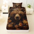 thumbnail image 3 of Manfei Flag Fall Leaves Twin Sheets,Rustic Bear Bedding,Red Gold,3pcs,1 Fitted Sheet and 1 Pillowcase, 3 of 6
