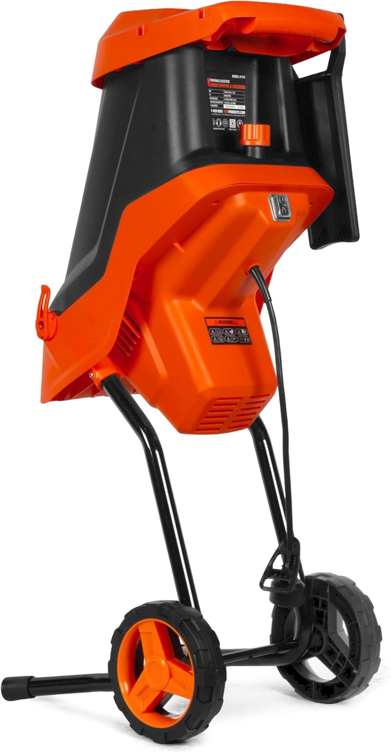 Electric Wood Chipper and Shredder, 15-Amp with 12-Gallon
