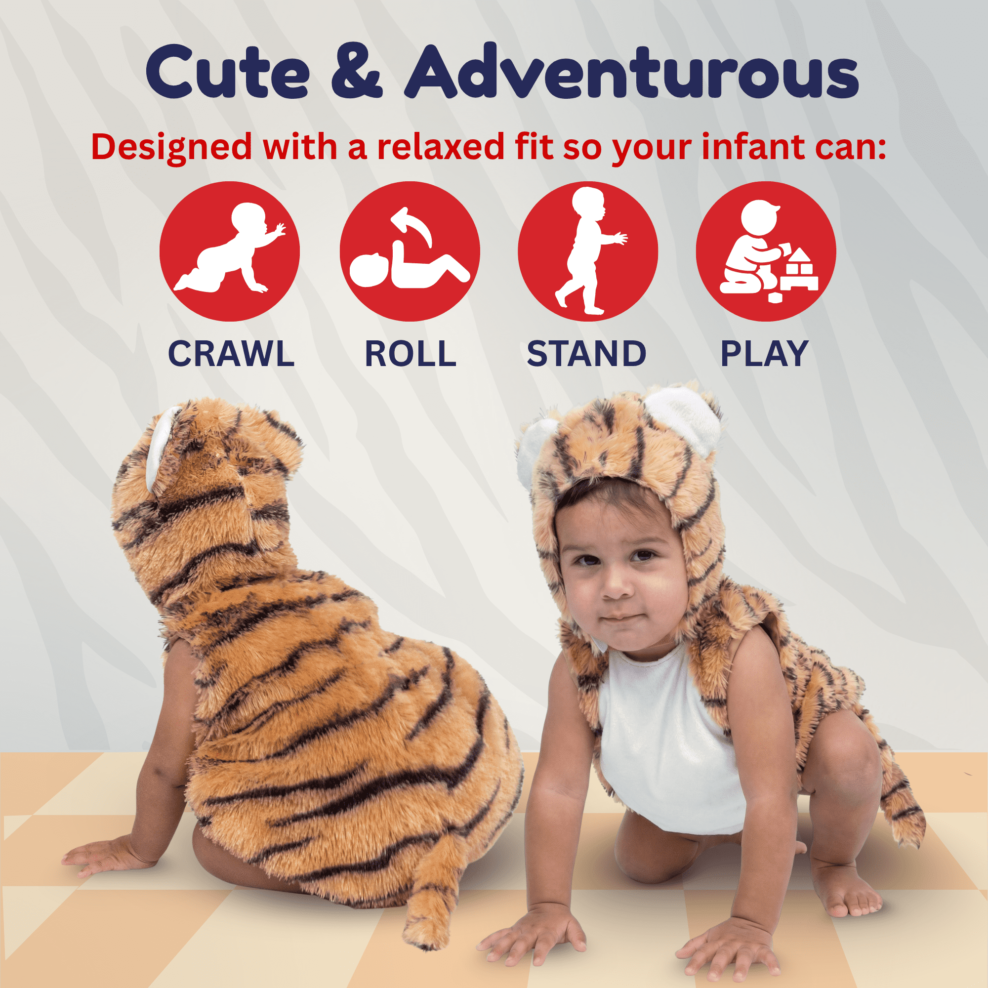Dress Up America Tiger Baby Costume - Animal Onesie Romper for Infants - Halloween Tiger Cub Costume