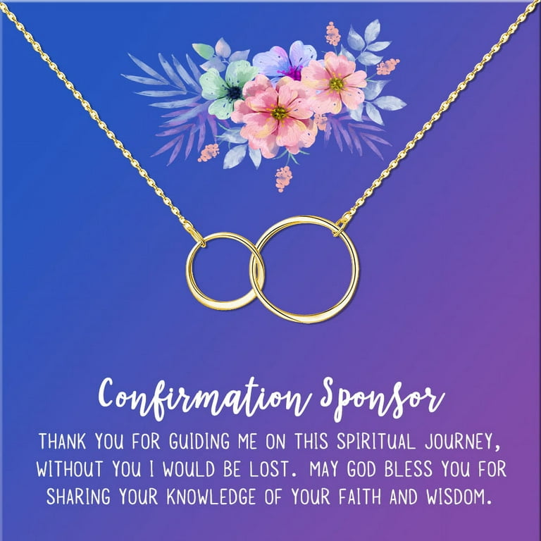 Anavia Confirmation Sponsor Gift for Women, Gifts for Sponsors, Baptism Gift,  Goddaughter Gift, Thank you Religious Sponsor Gifts Card Necklace-[Silver  Cross, Bright Blue Gift Card] 