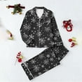 thumbnail image 2 of Ltctricy Women's Christmas Pajama Sets Long Sleeve V Neck Collared Button down Printed Sleepwear Top Pants 2 Piece Lounge Sets(Black,3X-Large), 2 of 7