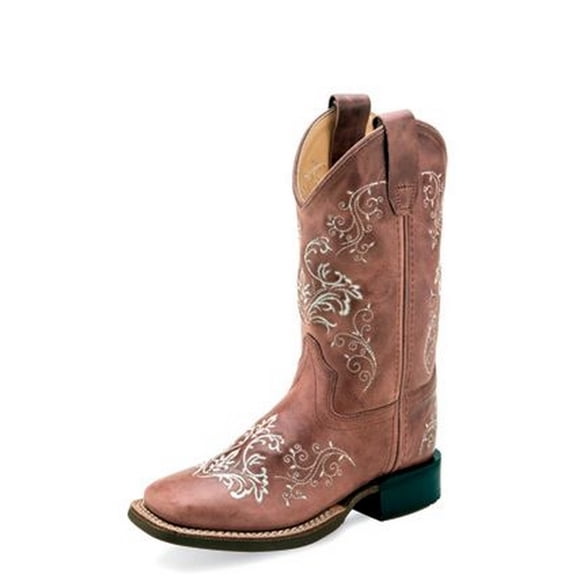 Old West Western Boots Girls Fancy Leather Cactus Pink BSC1956