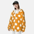 thumbnail image 3 of Daiia Orange And White Polka Dot UPF 50+ Sun Protection Hoodie Jacket Lightweight Long Sleeve Sun Shirt for Women Men with Pocket Hiking Outdoor-Medium, 3 of 7