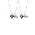 thumbnail image 2 of Delight Jewelry Silvertone Hot Purple Enamel Heart with Cutout Mother & Daughter Heart Necklaces (Set of 2), 19"+2", 2 of 4