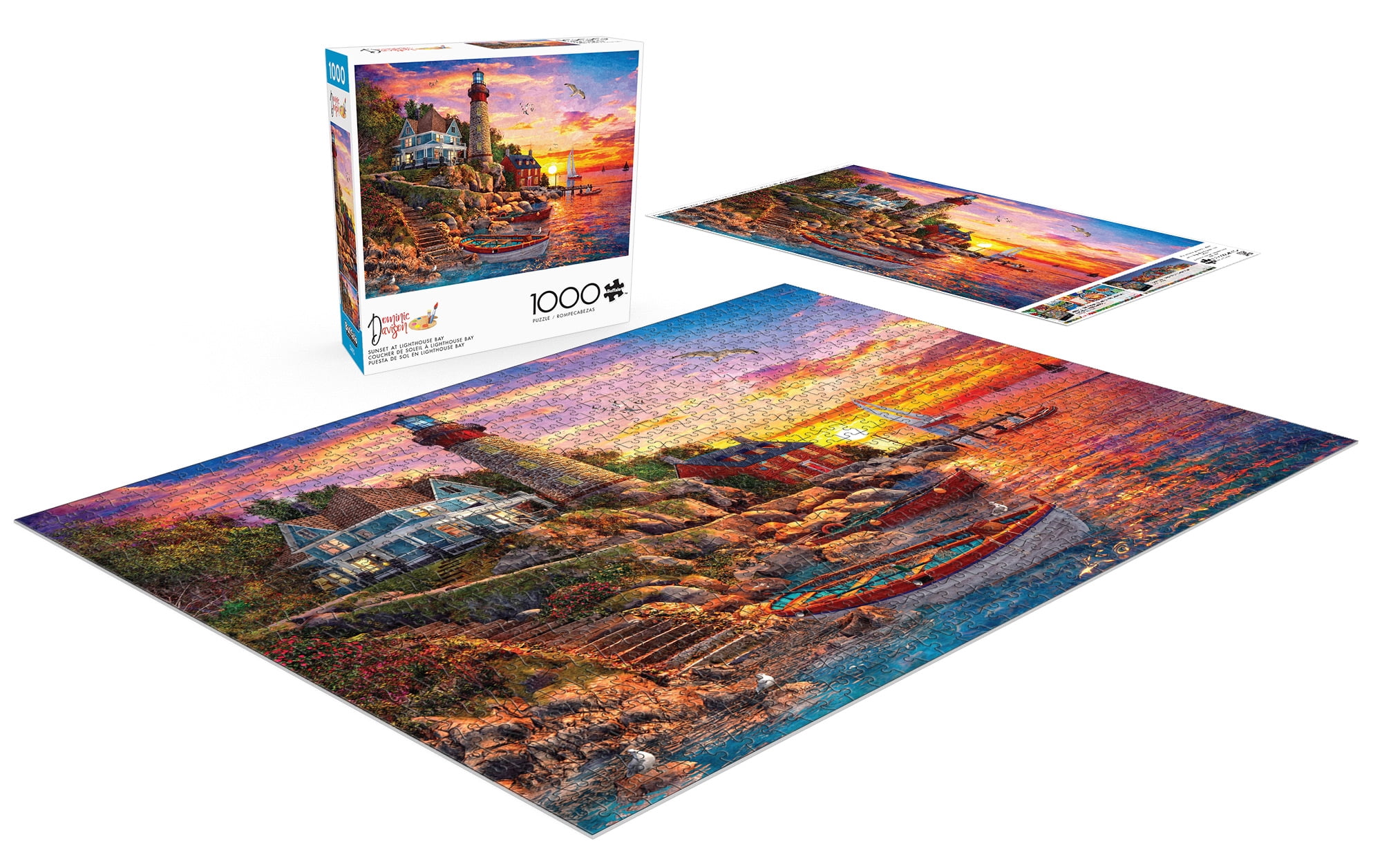 Buffalo Games Sunset at Lighthouse Bay 1000-Piece Interlocking Jigsaw Puzzles for Adults Ages 14+