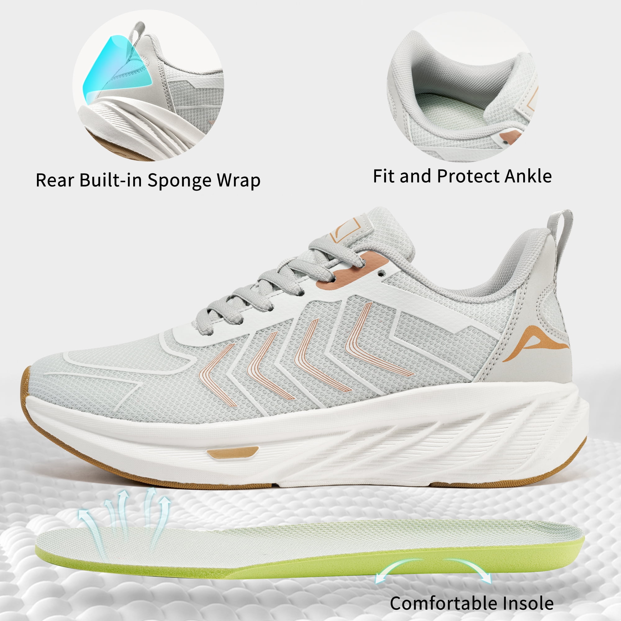 Ecetana Women's Running Walking Tennis Shoes Non-Slip Breathable Mesh Athletic Workout Sports Sneakers