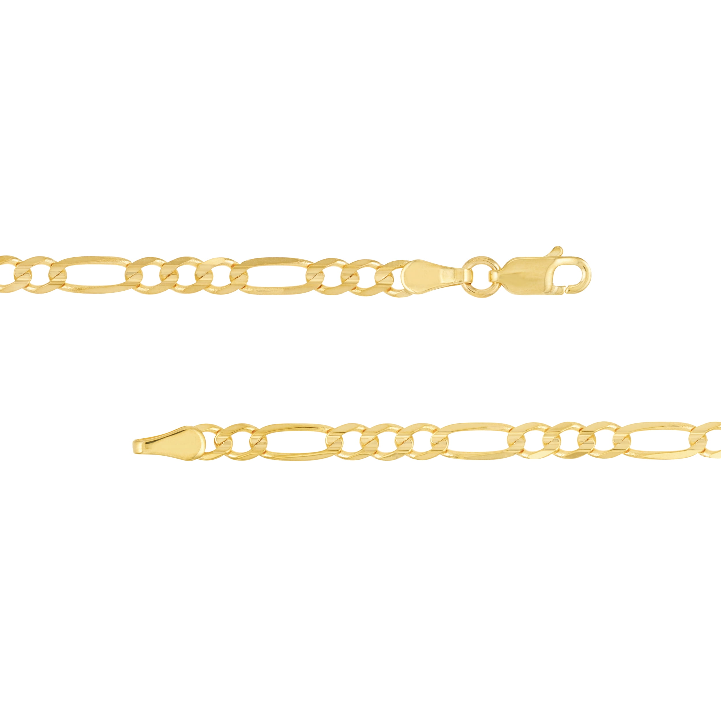 10K Yellow Gold 18" 3.9mm Light Concave Figaro Chain Necklace w/ Lobster Lock - Unisex