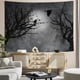 thumbnail image 4 of Tapiz de bosque de niebla mística gótico, pájaros en ramas en una selva espeluznante en lo profundo del bosque oscuro, tapiz para colgar en la pared, tapiz de Halloween, decoración de pared para, 4 of 4