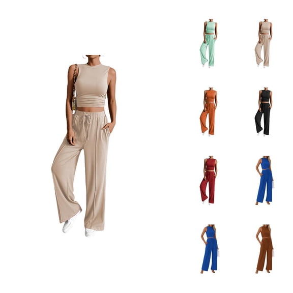 Women's Casual Striped Wide Leg Pants Comfortable Spring Summer Trousers with Elastic Waist for Daily and Wear