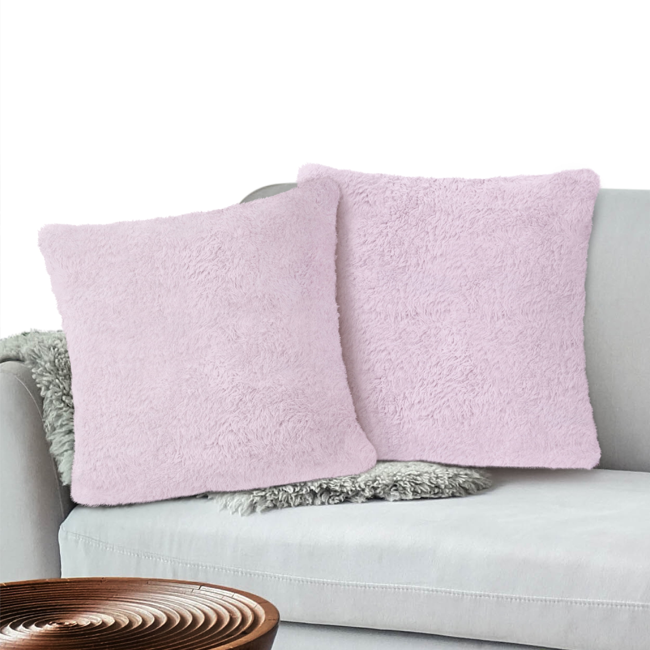 purple shaggy cushion