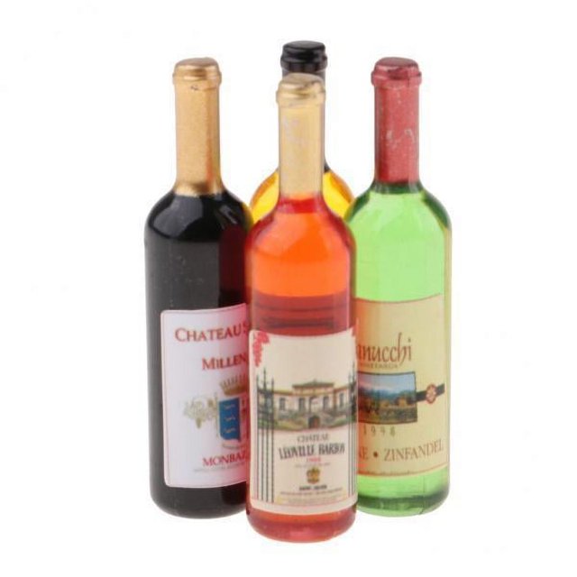6-30 paquetes 4 piezas Dollhouse en miniatura Botellas de vino de champán Bottles 1/12 15 piezas
