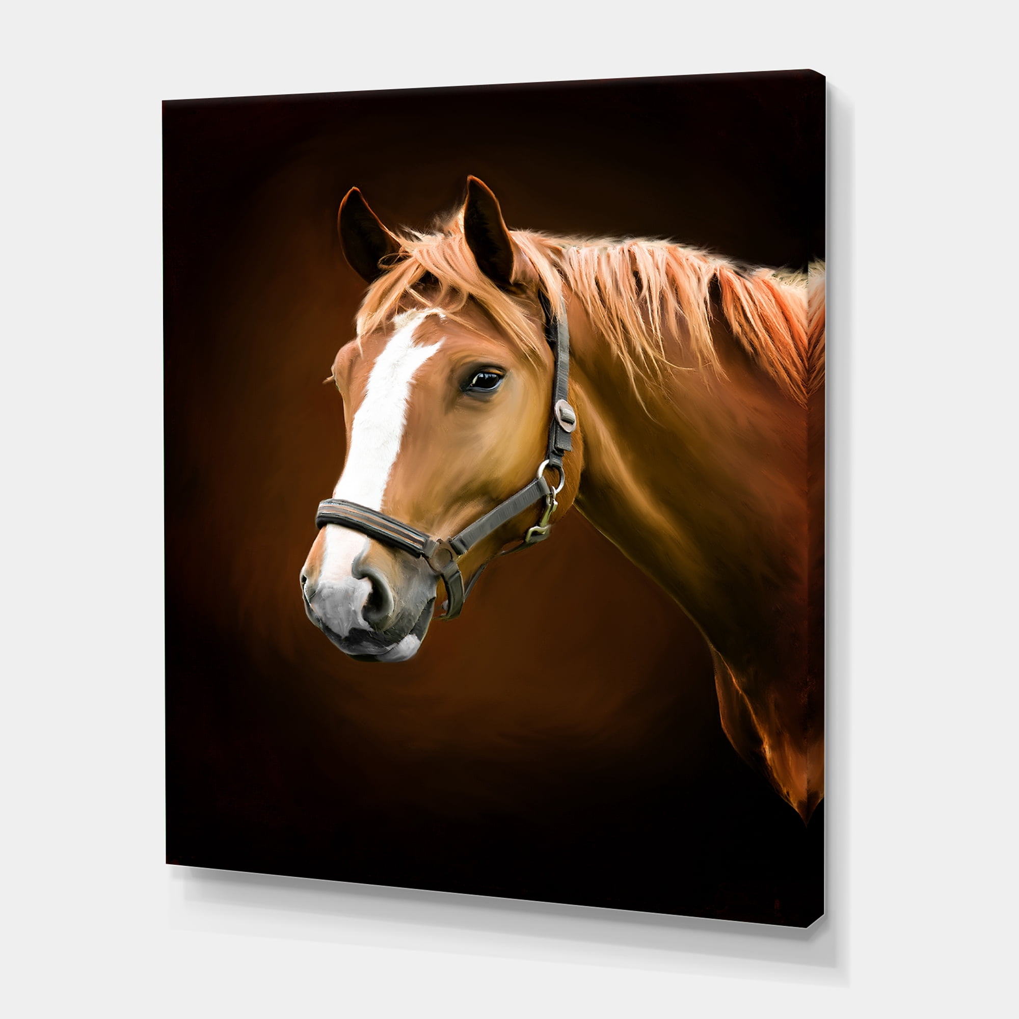 Designart ' Brown Horse With White Nose Portrait ' Farmhouse Canvas Wall Art Print
