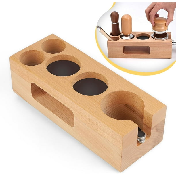 Coffee Tamper Station 5154mm Adjustable, Wooden 5 Hole Coffee Tamping