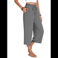 thumbnail image 2 of Pantalones Cortos para Mujer, Informales, con Cordón y Bolsillos, Holgados, de Cintura Alta y Pierna . Gris Oscuro XL, 2 of 6