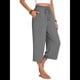 thumbnail image 2 of Pantalones Cortos para Mujer, Informales, con Cordón y Bolsillos, Holgados, de Cintura Alta y Pierna . Gris Oscuro M, 2 of 6