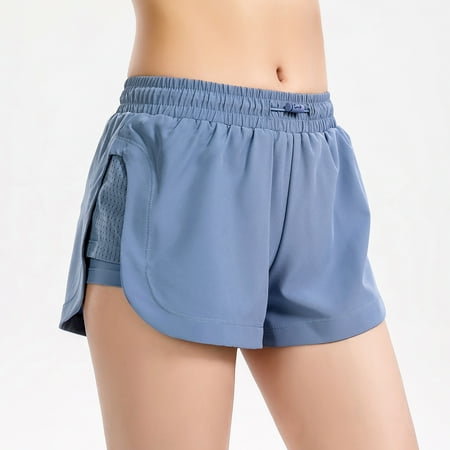 Tomshine 2 in 1 Women Sport Shorts with Mesh Elastic Waist Quick Dry Fitness Gym Workout Yoga Short Pants