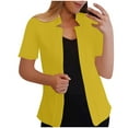 thumbnail image 2 of iHengLiXing Spring Tops for Womens Dressy Casual Women's Solid Color Casual Fashion Long-sleeved Cardigan Jacket Coat Top Yellow S, 2 of 6