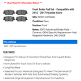 thumbnail image 2 of Front Brake Pad Set - Compatible with 2012 - 2017 Hyundai Azera 2013 2014 2015 2016, 2 of 2