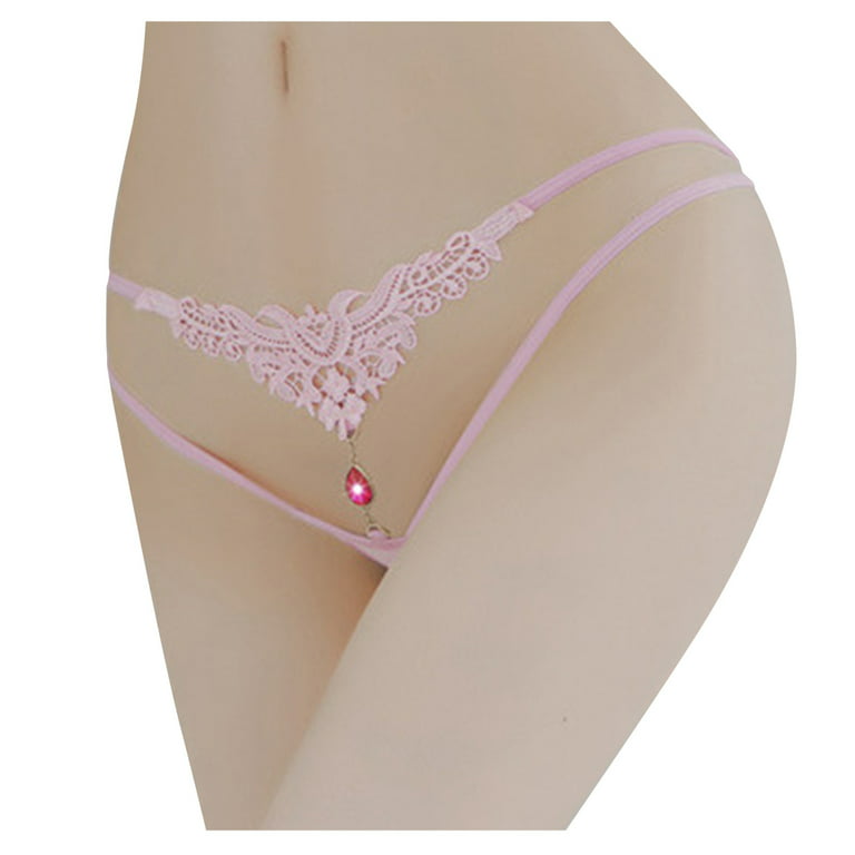 frehsky lingerie for women women ice thong low waist wide crotch hollow  transparent t pants fun underwear underpants pink