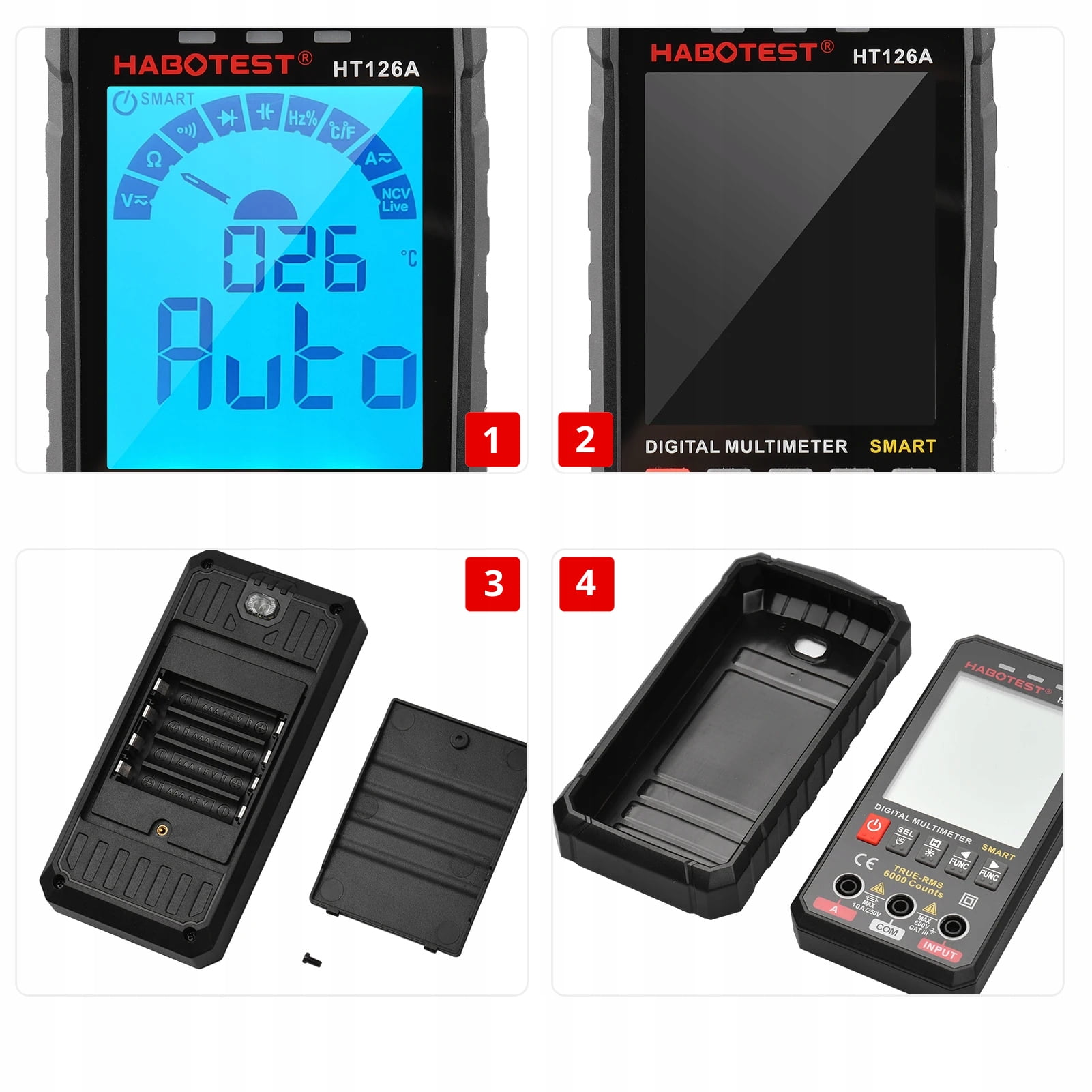 ANENG Smart Charging Multimeter with Touchscreen and Red Digits