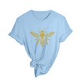 thumbnail image 4 of Alun Happy Bees' Day Womens T Shirts Women Loose Comfortable Summer Classic Crewneck Short Sleeve Tees Soft Lightweight Cute Honeybee Graphic Festival Celebration Tops 1-Blue M, 4 of 4
