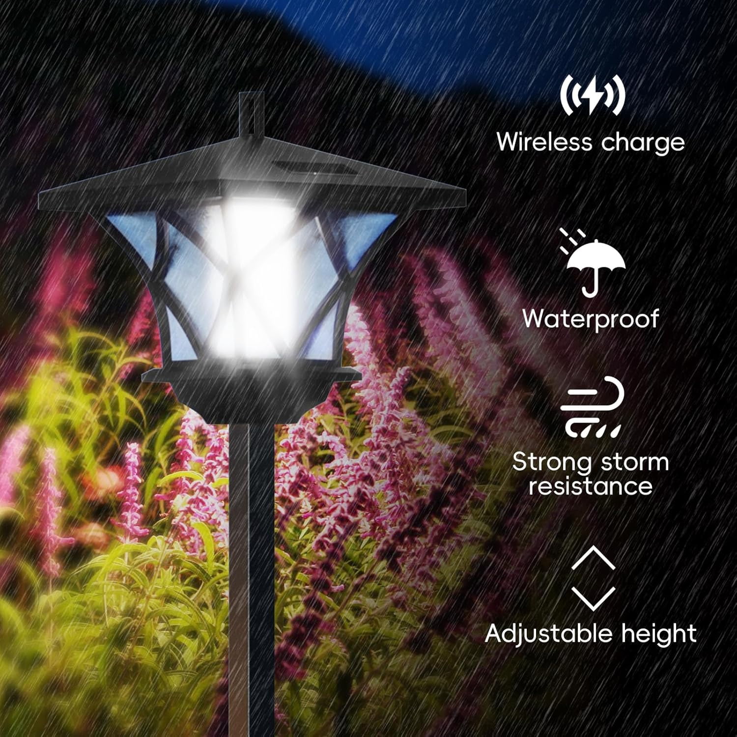 JahyShow 59-Inch Classic Black Aluminum Outdoor Solar Lamp Post-1pc