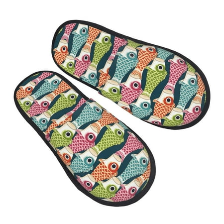 

Ocsxa Mens Womens Cozy Memory Foam Scuff Slippers Slip On Warm House Shoes Indoor/Outdoor Lantern Koi Fish Designs-Medium