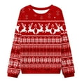 thumbnail image 4 of Christmas Sweater Reindeer Snowflakes Crewneck Knit Pullover Jumper Color: Red Size: XXL, 4 of 4