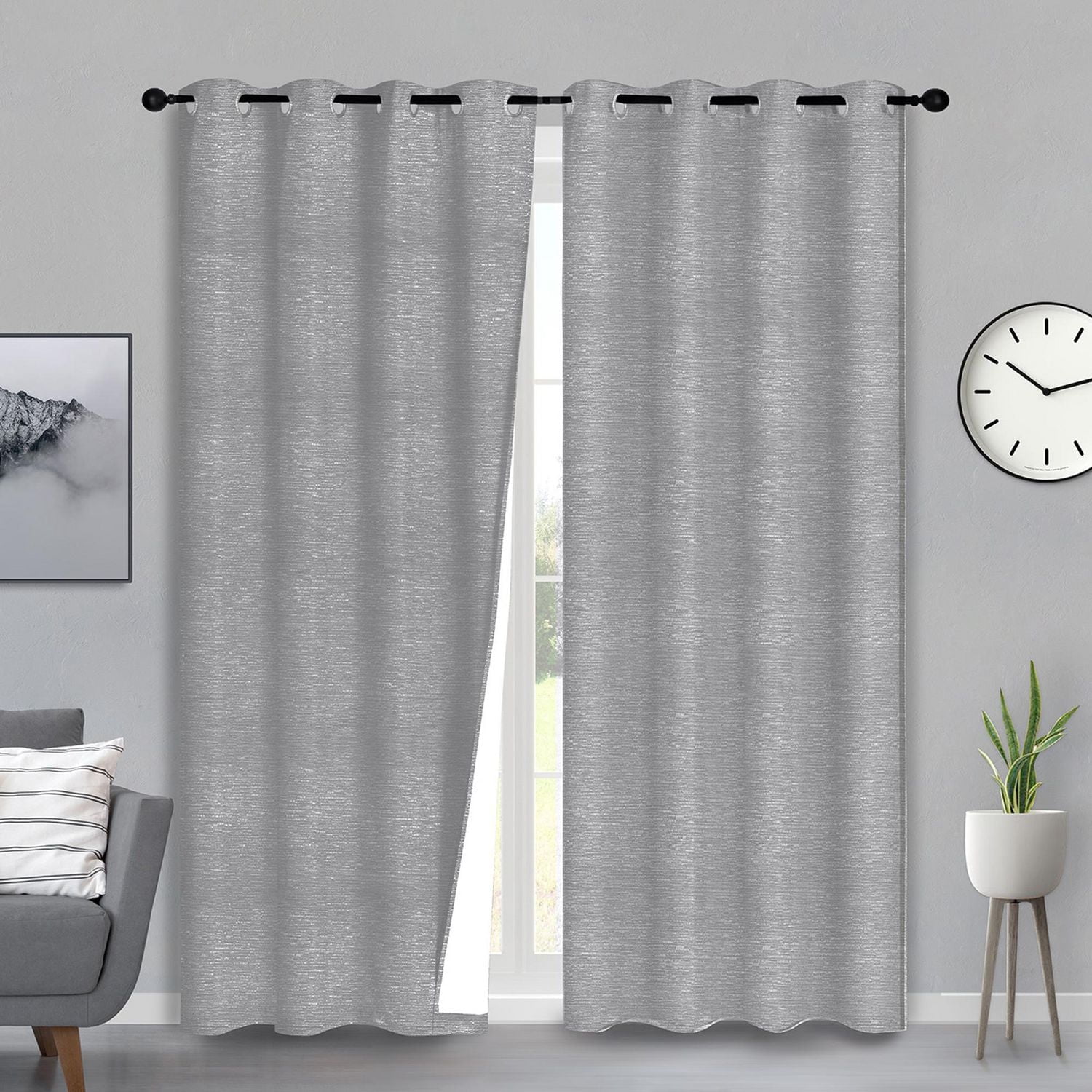 Safdie & Co. Curtain Woven Room Darkening 54X84L Gray Brick