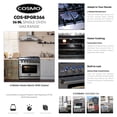 thumbnail image 6 of Cosmo 36 Inch 6 Cubic Foot Gas Range Convection Oven with 6 Italian Burners, 6 of 15